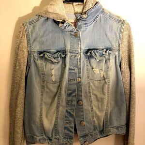 MASSIMO SUPPLY CO WOMENS YOUTH L JACKET W GRAY FABRIC HOOD & SLEEVES LIKE NEW